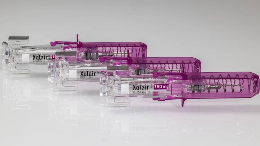 Drei Xolair Fertigspritzen von Novartis