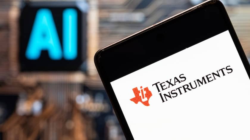 Das Logo des Technologieunternehmens Texas Instruments.