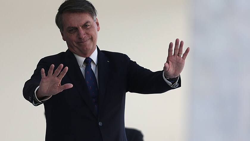 Jair Bolsonaro, Präsident von Brasilien, an seinem Regierungssitz Palacio do Planalto in der Hauptstadt Brasília im April 2020.