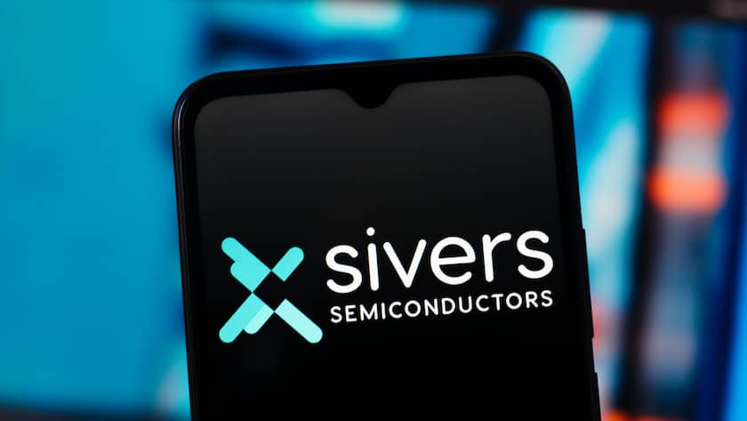 Das Logo von Sivers auf einem Smartphone-Display.