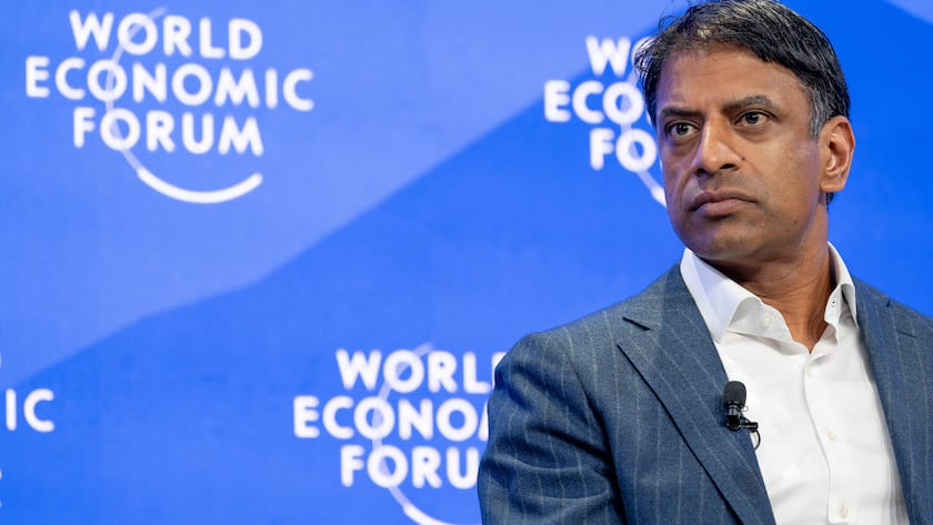 Novartis-CEO Vas Narasimhan bei einem Auftritt am WEF 2025 in Davos.