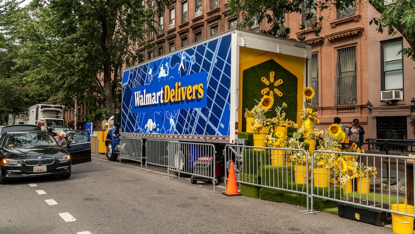 Ein Lastwagen mit dem Walmart-Schriftzug in New York.
