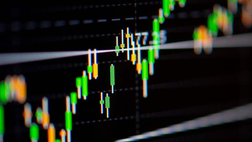 Ein Aktienchart mit positivem Kursverlauf.