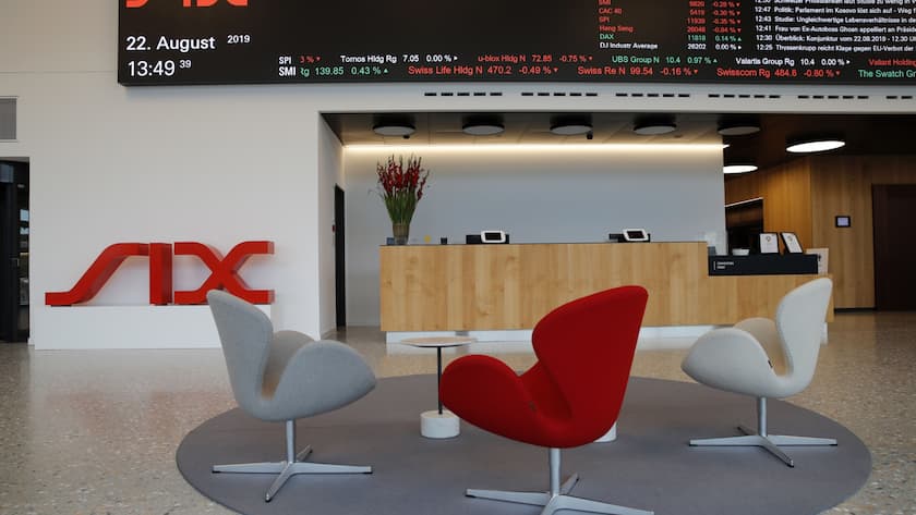 Eingangshalle der SIX in Zürich.