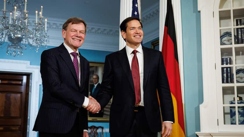 Der deutsche Aussenminister Johann Wadephul und US-Aussenminister Marco Rubio Ende Mai 2025 in Washington D.C.