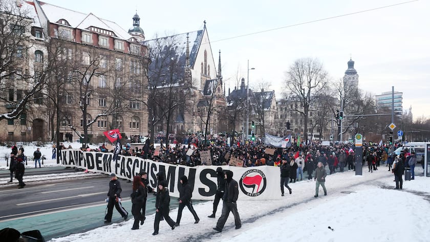 Demonstrationen gegen Rechtsextremismus in der Innenstadt von Leipzig (21. Januar 2024)