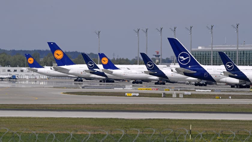 Bei der Lufthansa stehen zahlreiche Flugzeuge still, auch die A380 - Parkierte Lufthansa-Jets mit alter und neuer Lackierung.