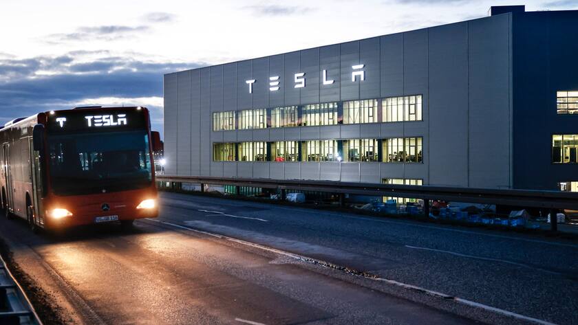 Batteriefabrik des US-Elektroautobauers Tesla am Werksgelände in Grünheide, Deutschland.