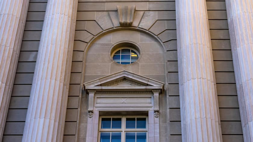 Am Sitz des Steueramts Internal Revenue Service in Washington DC.