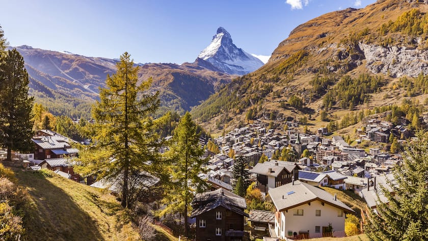 Blick auf Zermatt und das Matterhorn.