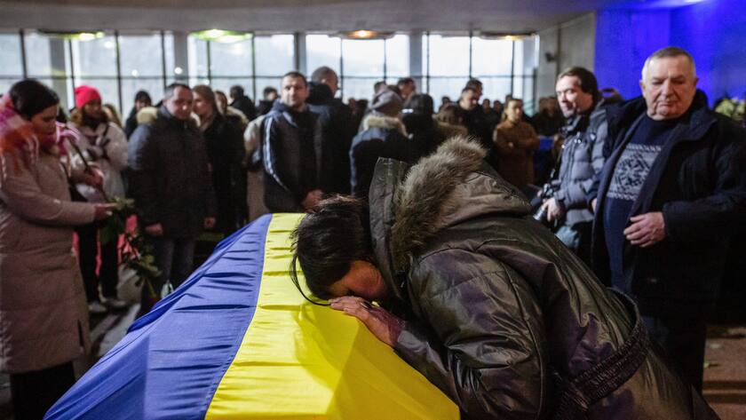 Trauerzeremonie für den ukrainischen Innenminister Denys Monastyrsky nach dem Helikopterabsturz im Januar 2023 nahe Kiew.