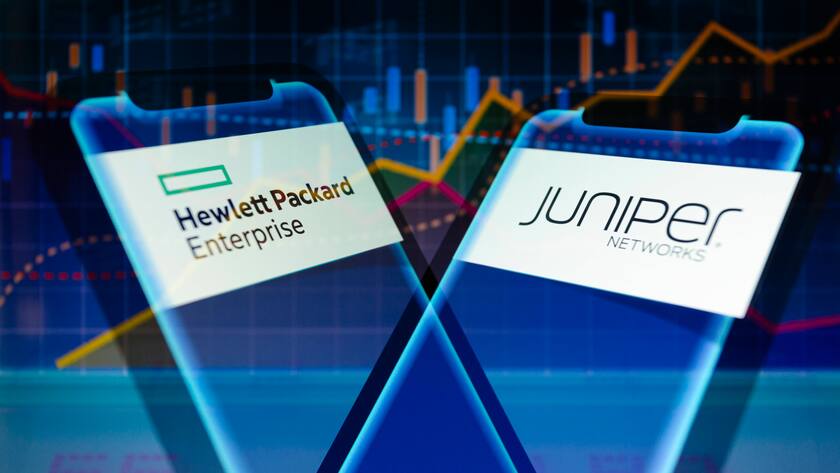 Logos von Juniper und Hewlett Packard