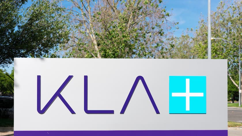 Das Logo von KLA am Hauptsitz in Kalifornien.