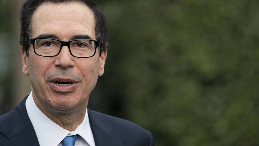 US-Finanzminister Steve Mnuchin spricht an einer Pressekonferenz vor dem Weissen Haus in Washington (9.9.2019).