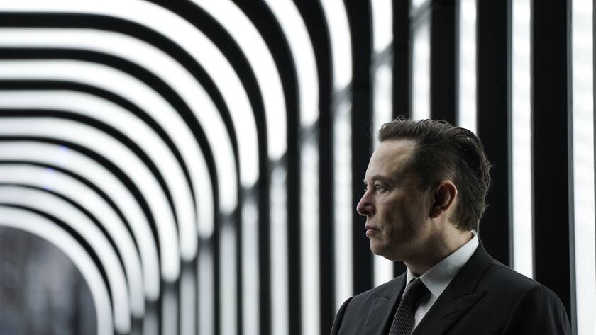 Tesla-Mitgründer und CEO Elon Musk an der Eröffnung der neuen Gigafactory in Grünheide in der Nähe von Berlin.