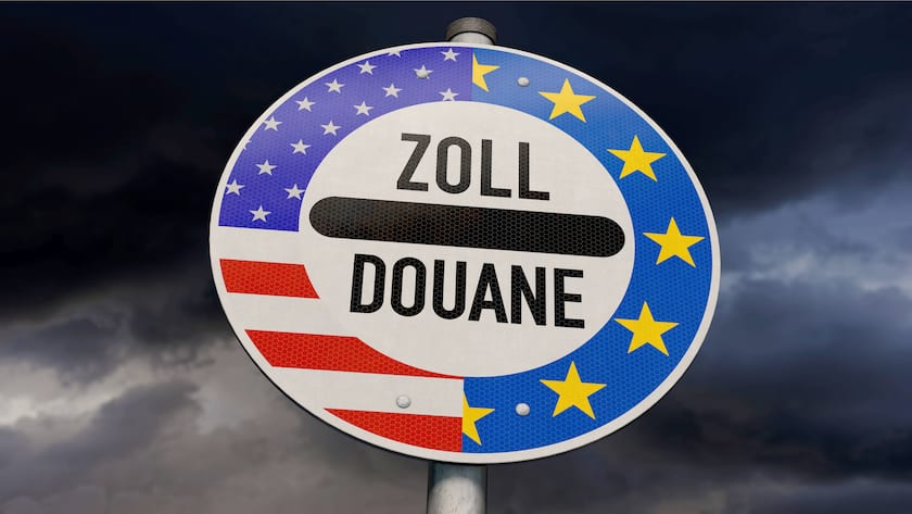 Symbolbild zum Thema Handelszölle, Strafzölle, Zollstreit zwischen der USA und der EU (2025).