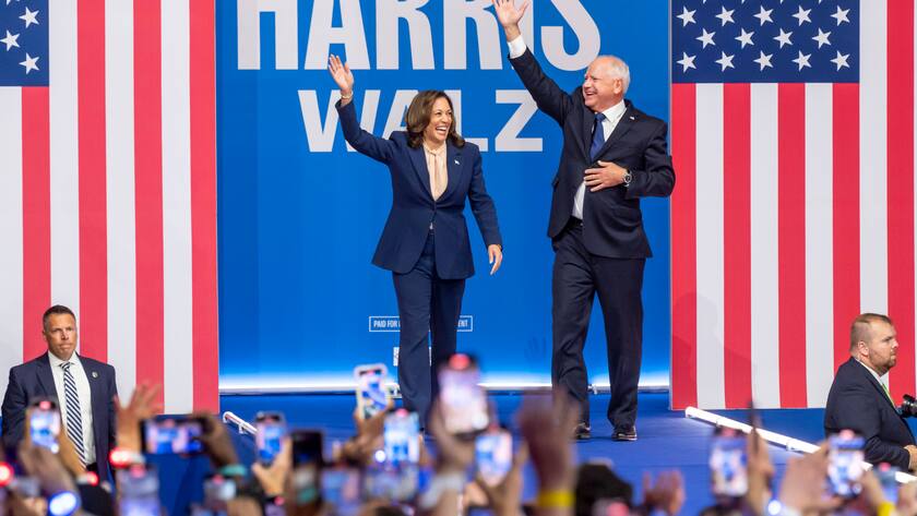 Kamala Harris und Tim Walz in Philadelphia am 6. August 2024.