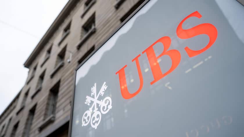 Logo der UBS an der Bahnhofstrasse in Zürich.