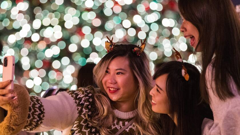 Weihnachts-Selfies in Hongkong.
