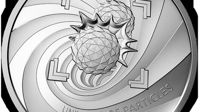 Eine 20-Franken-Silbermünze aus dem Jahr 2025 von Swissmint thematisiert das Forschungsinstitut CERN .