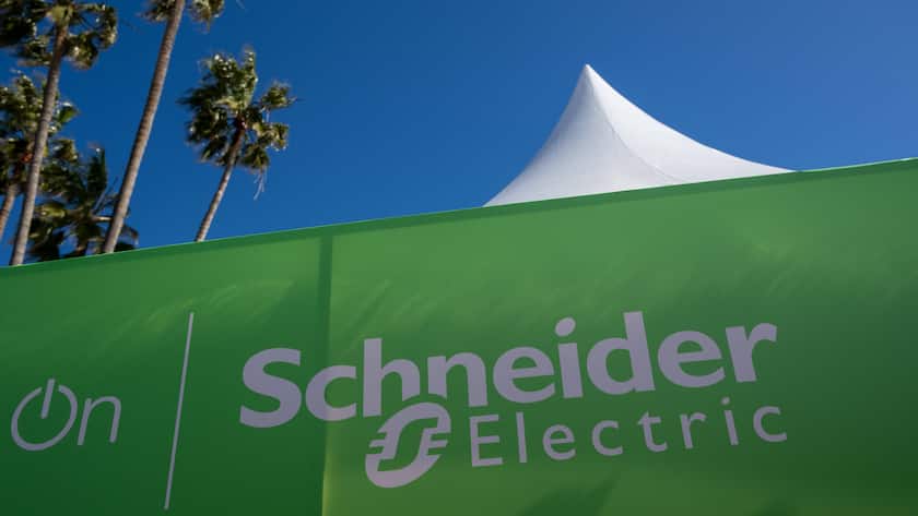 Das Logo des Technologieunternehmens Schneider Electric.
