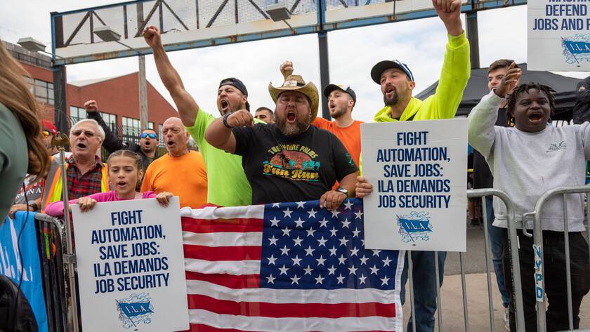 Hafenarbeiter streiken an der US-Ostküste (3. Oktober 2024).