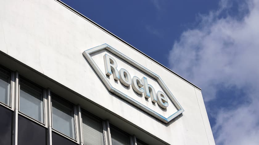 Firmenlogo von Roche in Basel.
