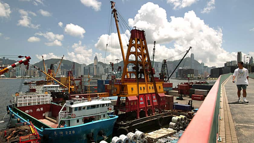 Der Container-Hafen von Hongkong.