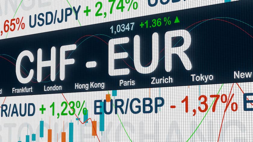 Der Franken-Euro-Wechselkurs auf einem Monitor.