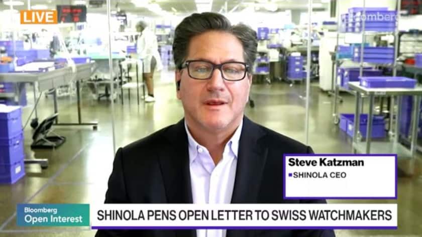 Steve Katzman, CEO von Shinola, wirbt im TV um Schweizer Uhrenhersteller.