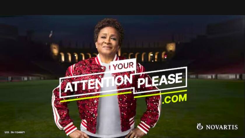 US-Schauspielerin Wanda Sykes, selber Brustkrebs-Überlebende, macht für Novartis am Super Bowl Werbung (2025).