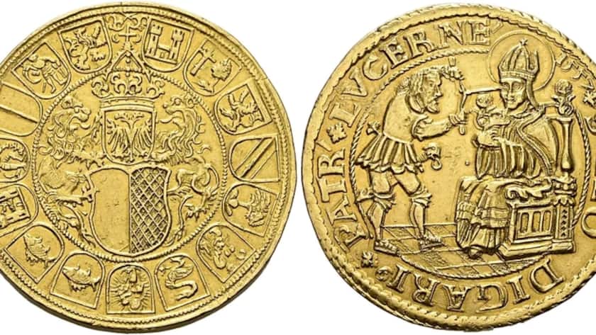 Der 20-fache Goldgulden des Jahres 1557 aus Luzern.