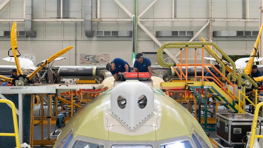 Die Montage eines maritimen Überwachungsflugzeugs Typ C295 von Airbus (2026).
