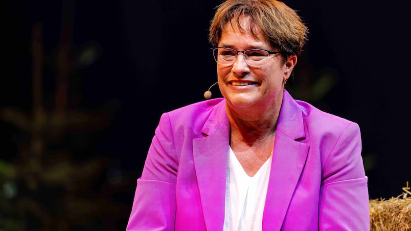 Magdalena Martullo-Blocher bei einem Auftritt an der SVP-Wahlauftaktveranstaltung in der Swiss Life Arena in Zürich-Altstetten.