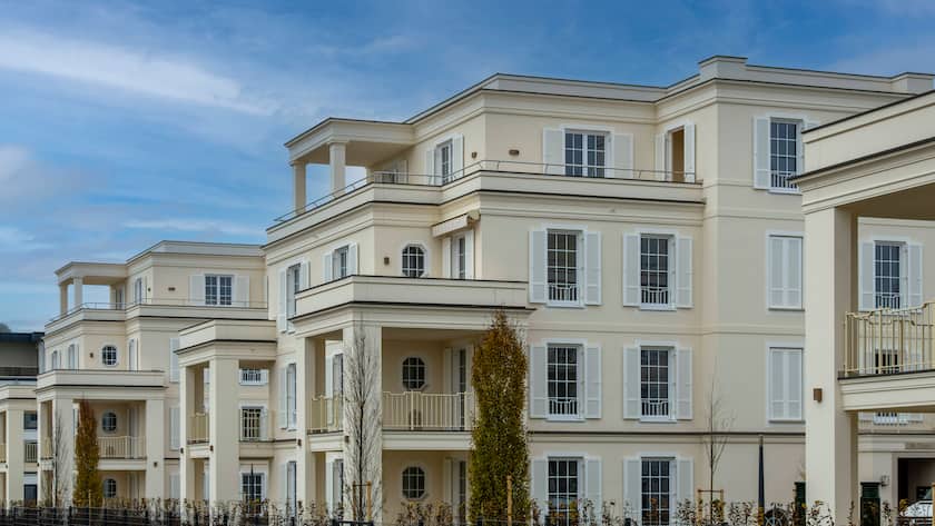 Neubauten in Mindelheim im Unterallgäu, Deutschland.