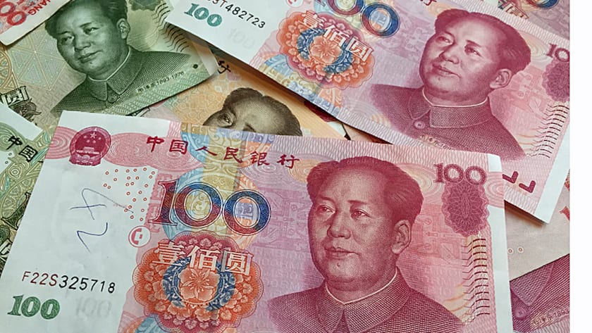 Banknoten der chinesischen Währung Yuan.