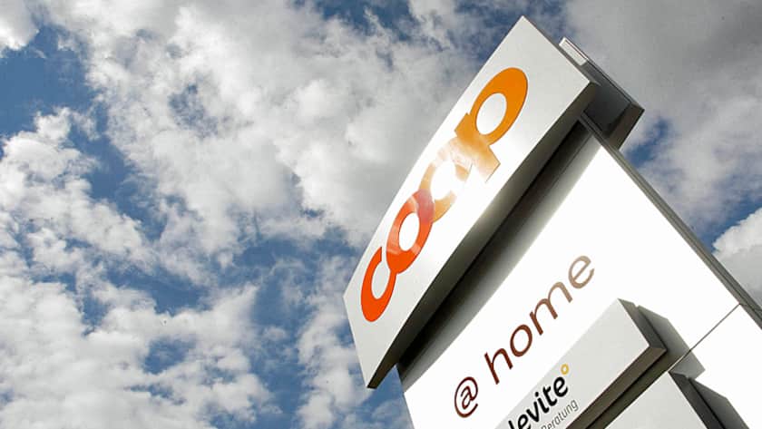 Firmenschild am Sitz von Coop@home.