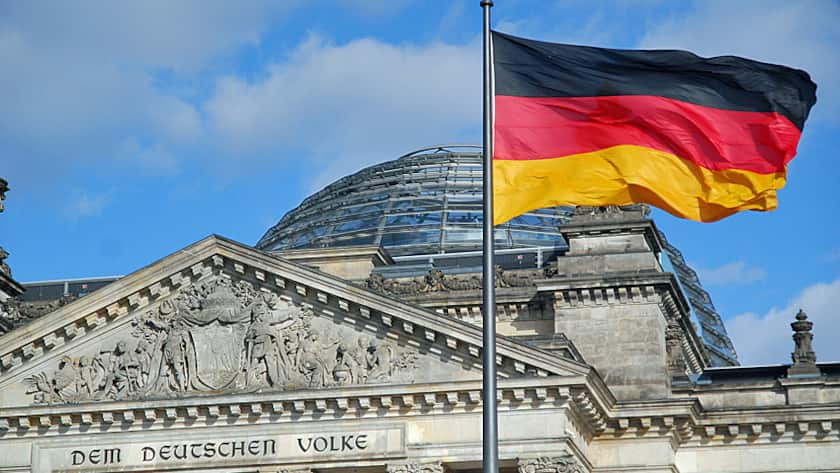 Blick zum Reichstag in Berlin.