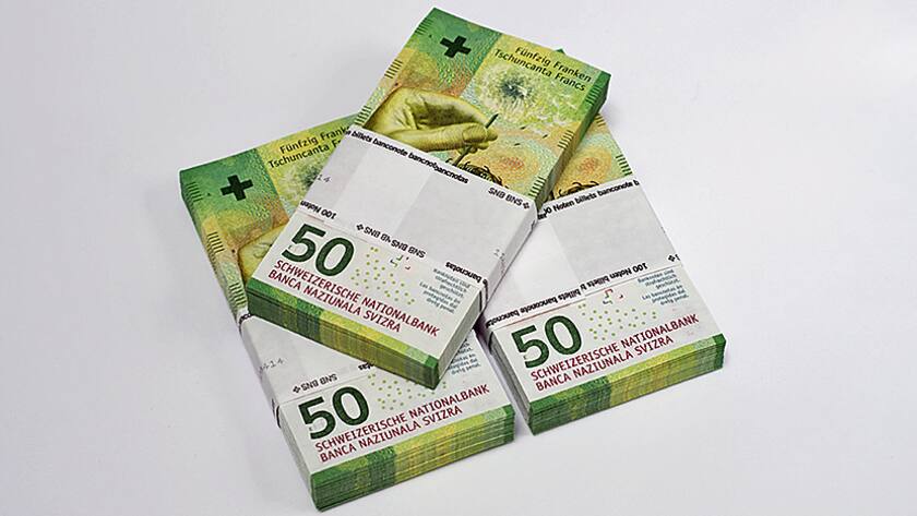 Verpackte neue 50er-Noten.