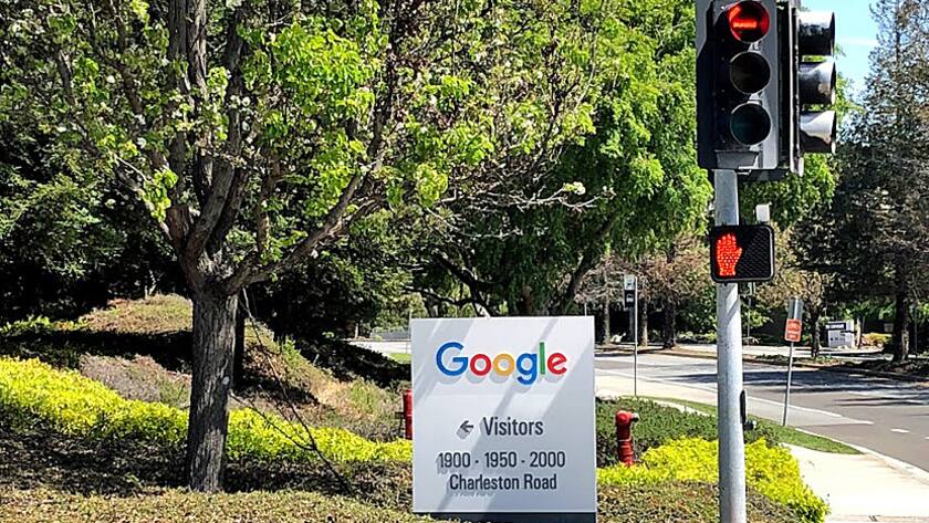 Am Sitz von Google in Mountain View, Kalifornien.