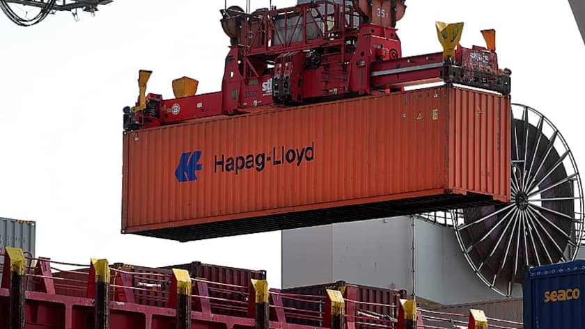 Ein Frachtcontainer von Hapag-Lloyd in Hamburg.