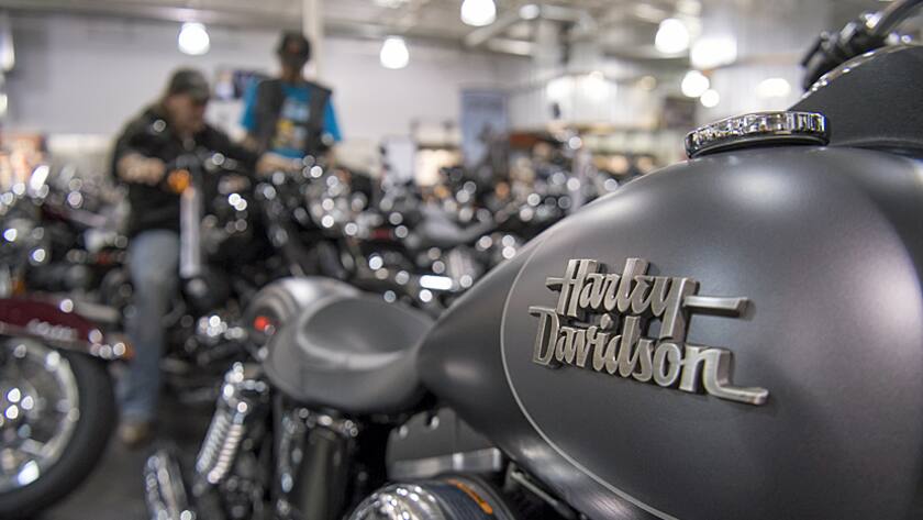 Verkaufsräume eines Harley-Davidson-Geschäfts.