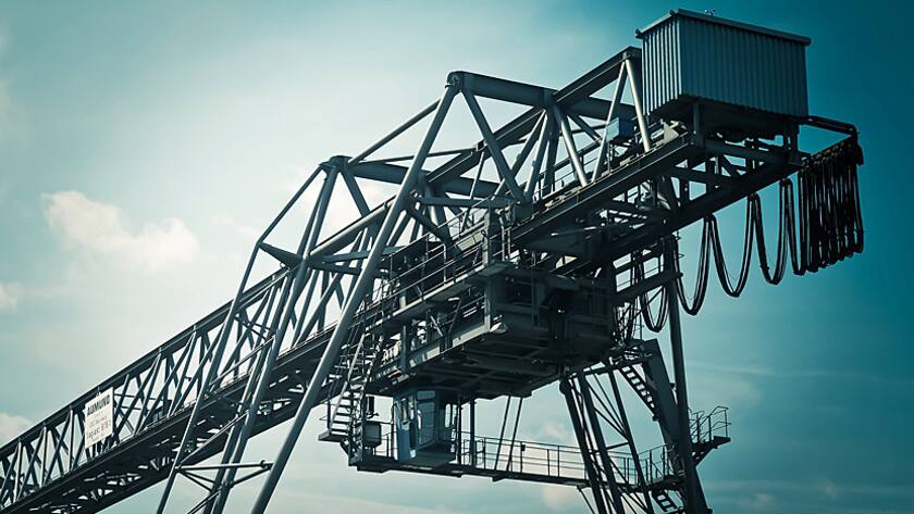 Ein Kran für das Ent- und Beladen von Schiffen.