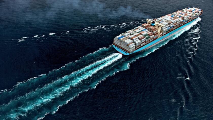 Ein Frachtschiff von Maersk aus Kopenhagen, der grössten Reederei der Welt.