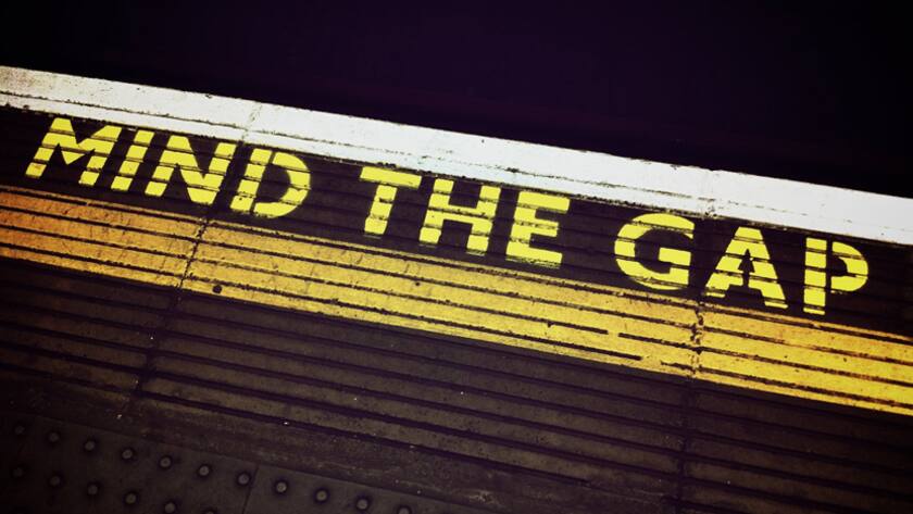 «Mind the Gap», die ikonenhafte Beschriftung der Plattformen in der Londoner U-Bahn.