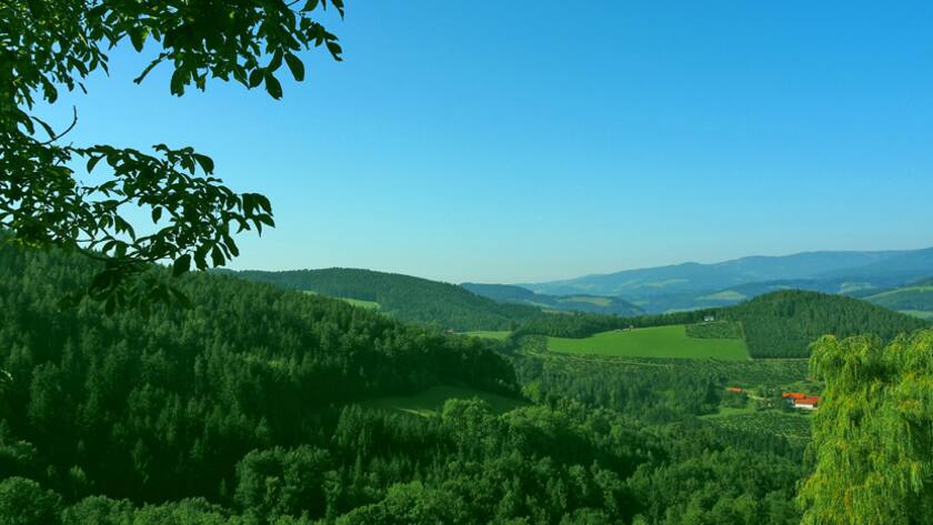 Blick auf die Landschaft im Mostviertel, dem südwestlichen Teil Niederösterreichs.