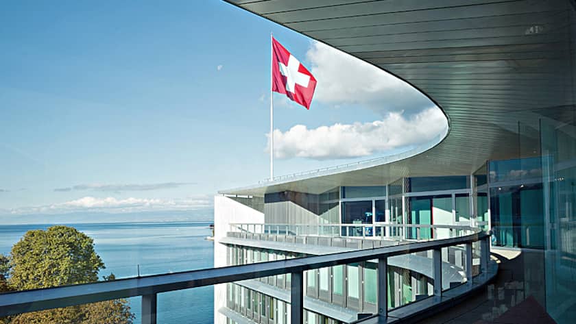 Am Nestlé-Sitz in Vevey am Genfersee.