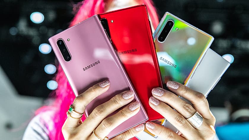 Das neue Samsung-Smartphone Galaxy Note 10 präsentiert an der Launchshow in New York (7.8.2019).