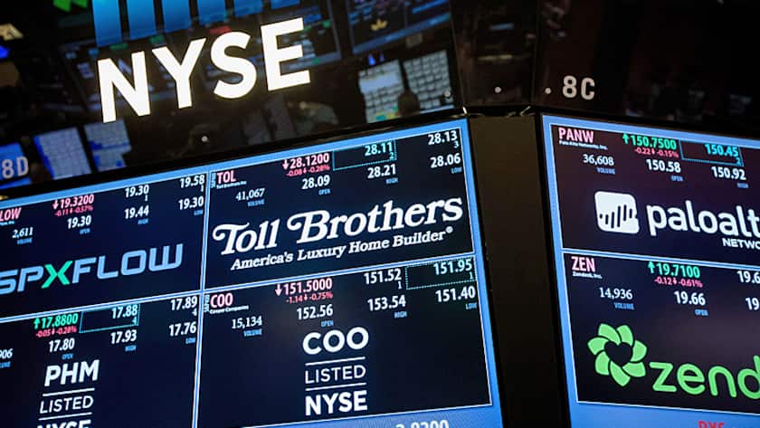 Anzeigetafel der Börse in New York.