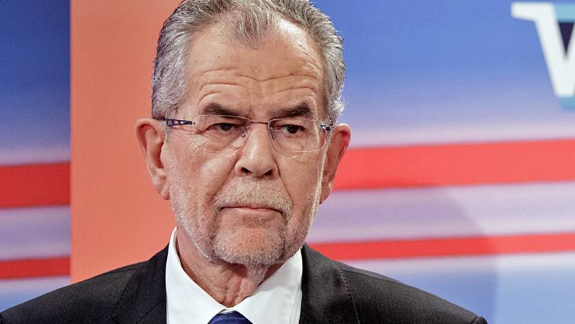 Alexander Van der Bellen, presidential candidate of Austria's Green Party, listens during a television interview in Vienna, Austria, on Sunday, May 22, 2016.